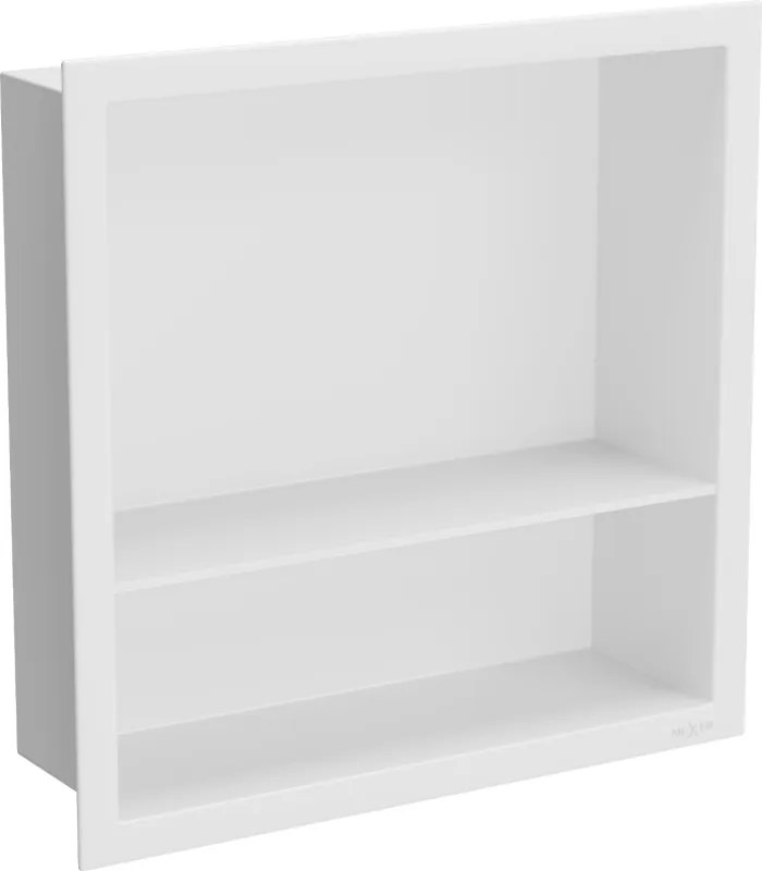 Mexen X-Wall-R zapustená polička s okrajom a poličkou 30 x 30 cm, biela - 1920303010S