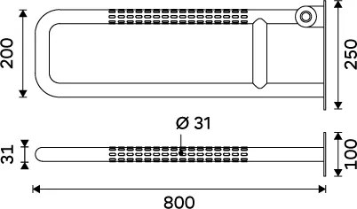 Nimco Sklopné podperné madlo 800 mm - BMSC 9080-90, čierne