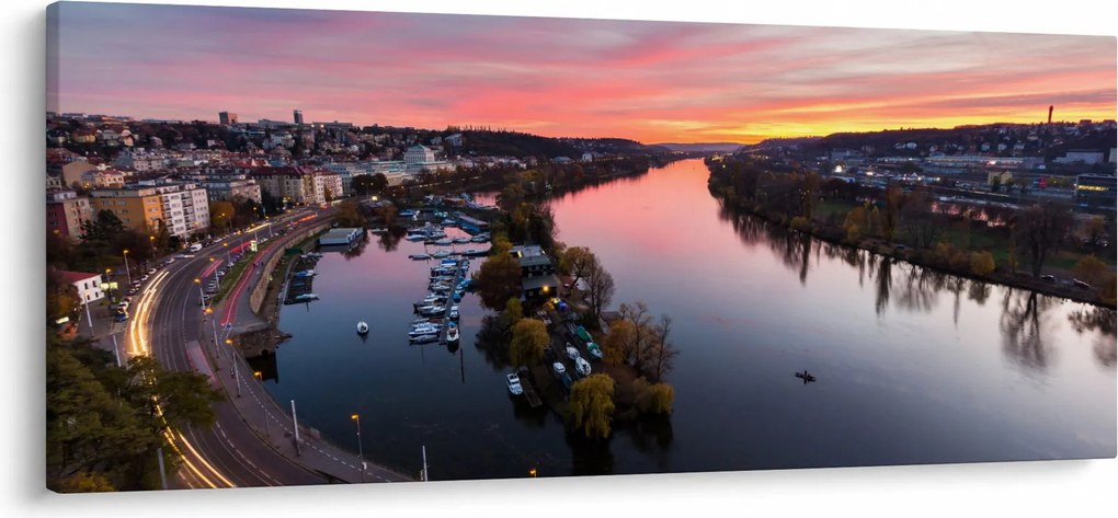 Obraz nočnej Prahy (120x50 cm)