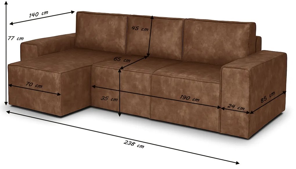 Rohová sedacia súprava s funkciou spania TED Svetlo hnedá