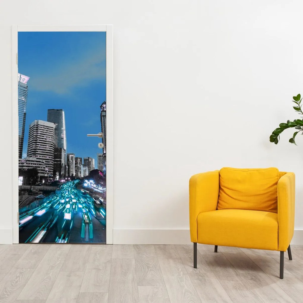 Fototapeta na dvere - Nočné mesto (95x205cm)