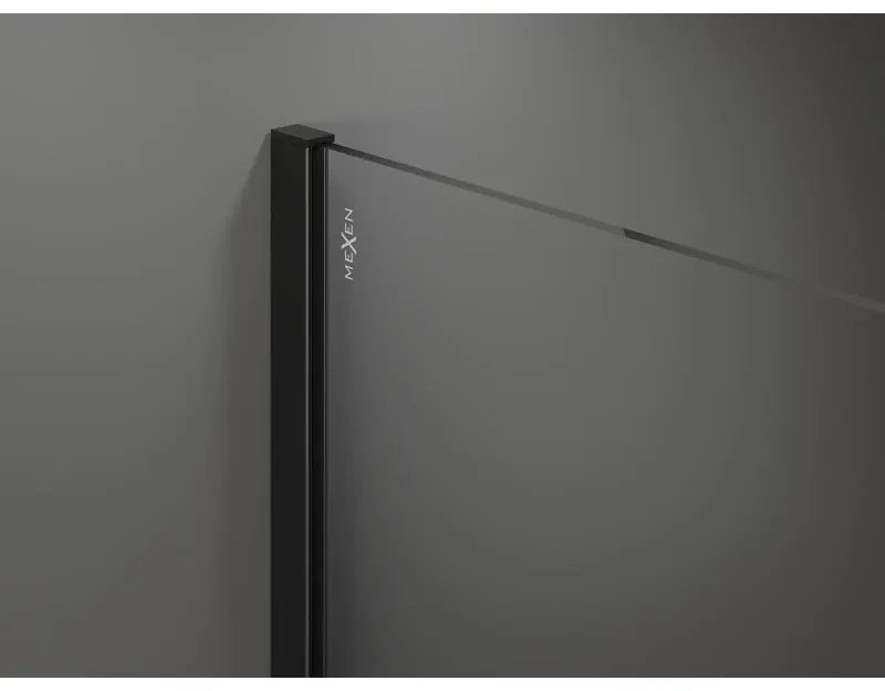 Mexen Kioto sprchová zástena 90x200 cm, 8mm sklo číre, čierny profil, 800-090-101-70-00