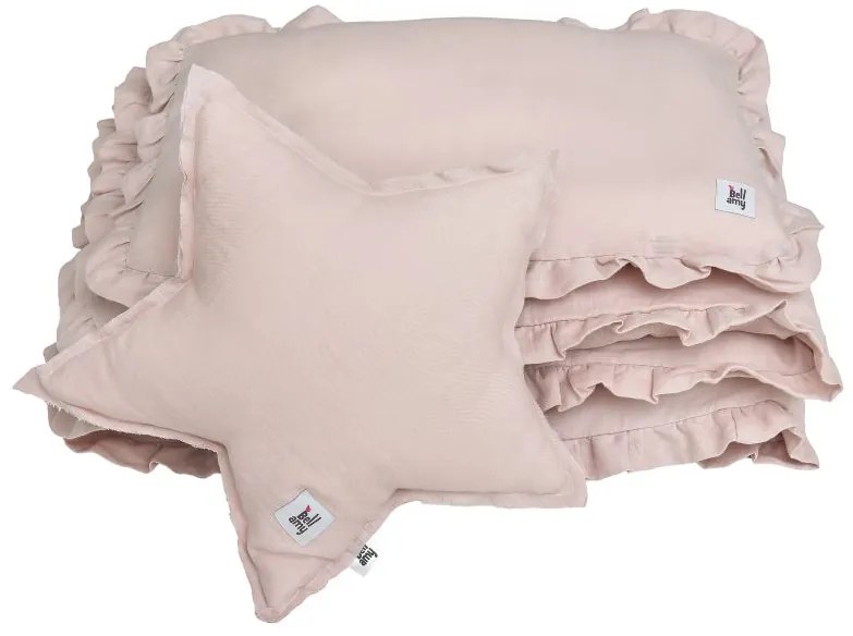 Bellamy Ľanový set paplóna a vankúša do postieľky DUSTY PINK, vel. S