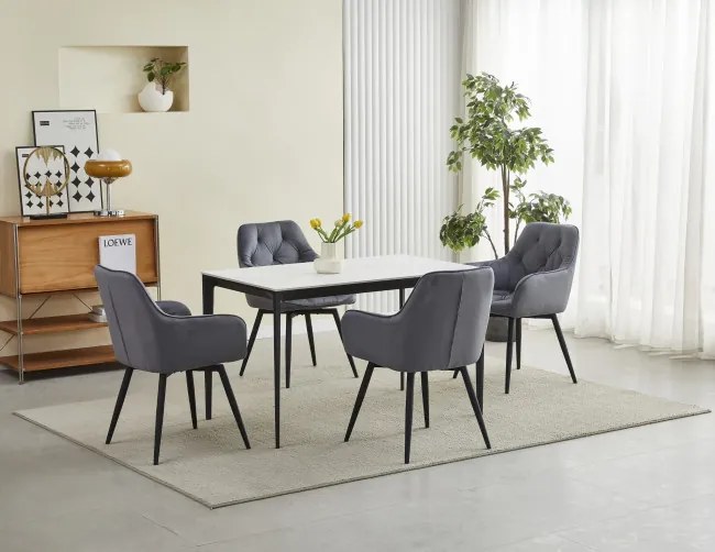 Jedálenská otočná stolička JORK360 zamatová, tmavosivá (čierne nohy)