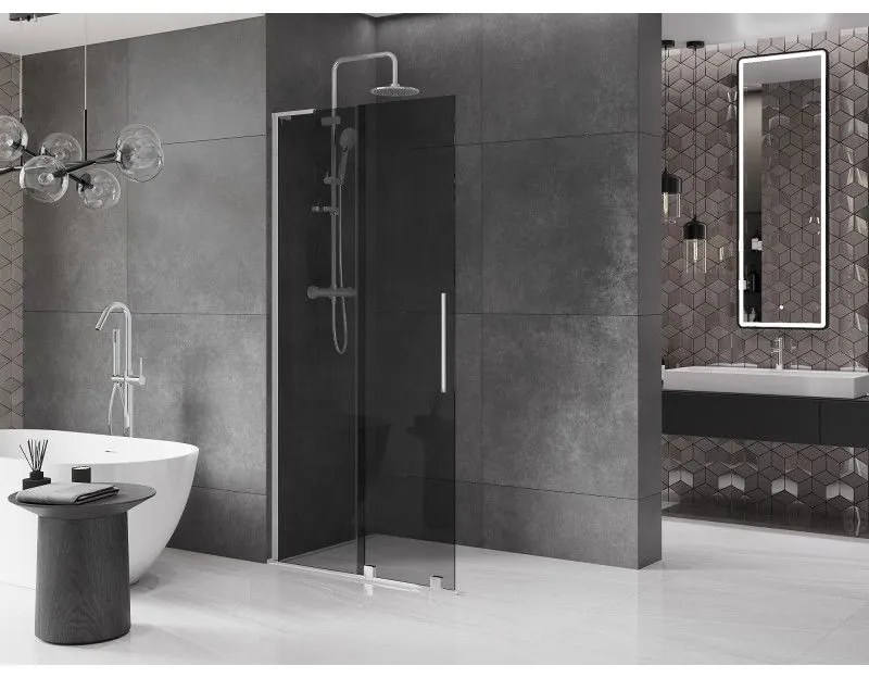 Mexen Velar L, posuvná sprchová zástena Walk-in 100 x 200 cm, 8mm šedé sklo, chrómová, 871-100-003-43-01