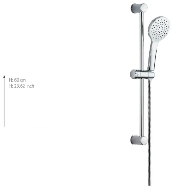 Sprchová súprava z nehrdzavejúcej ocele v striebornej farbe s ručnou sprchou/posuvný držiak 60 cm No. 2 – Allstar