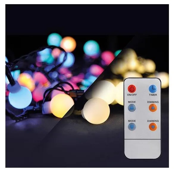 Solight 1V09-RGB-LED RGB Stmievateľná vianočná reťaz 200xLED/8 funkcií 25m IP44 +DO