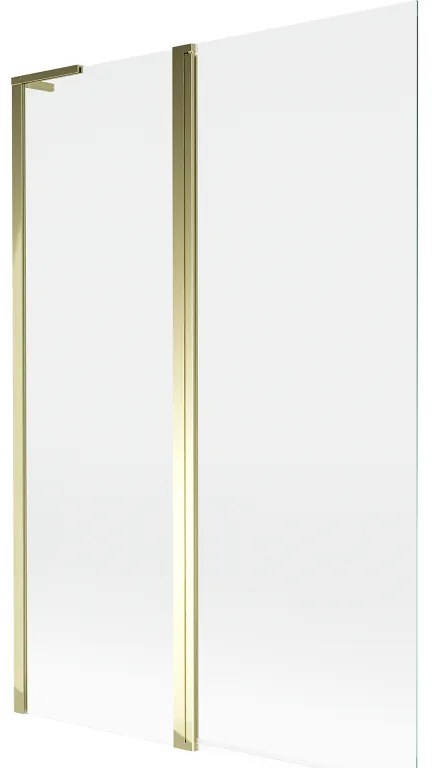 Mexen Mist L, 2-krídlová vaňová zástena 120 x 150 cm, číre sklo, zlatý lesklý profil, 8A9L-120-011-50-00