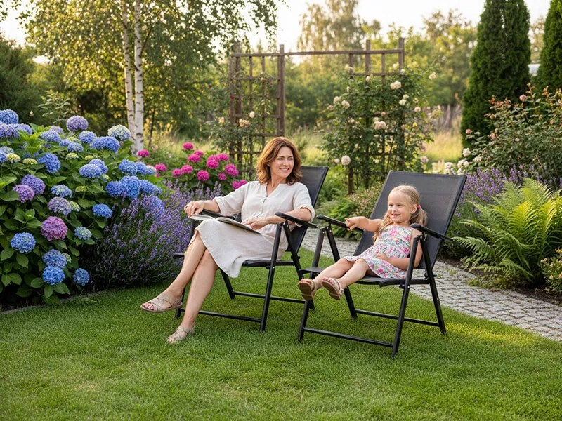 CH Polohovateľná záhradná oceľová stolička Glam - tmavosivá