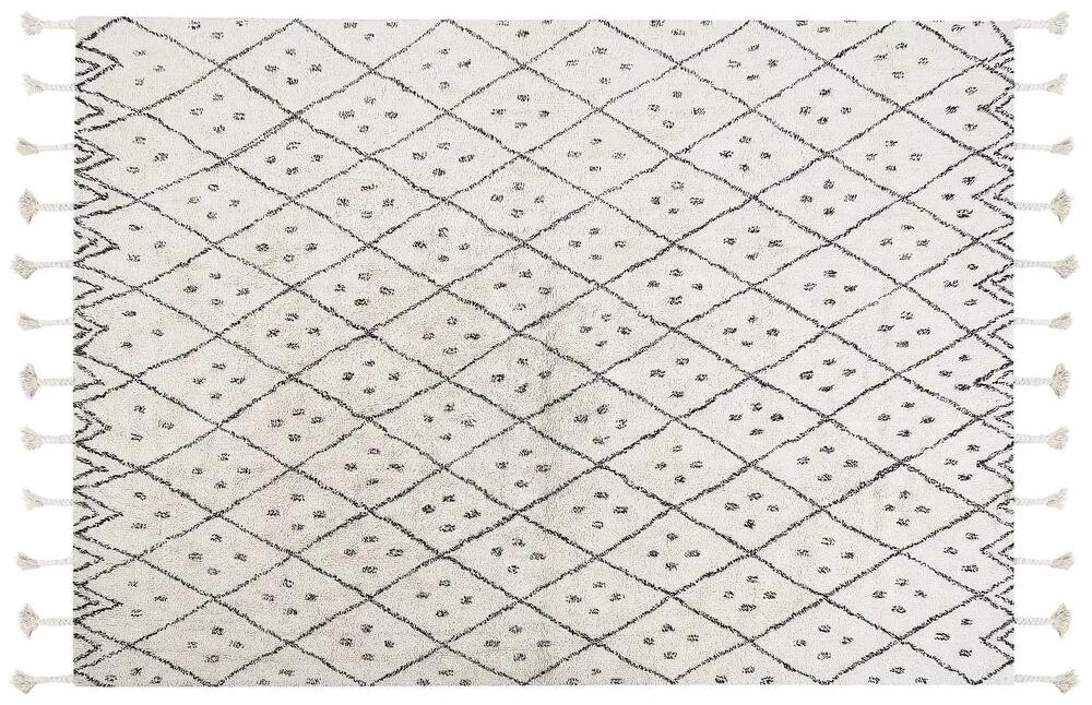 Bavlnený koberec 160 x 230 cm biela/čierna AGADIR Beliani