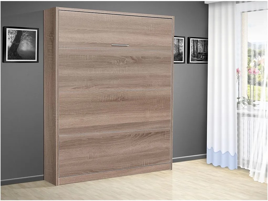 Nabytekmorava Sklápacia posteľ VS 3054 P - 200x160 cm farba lamina: orech/biele dvere
