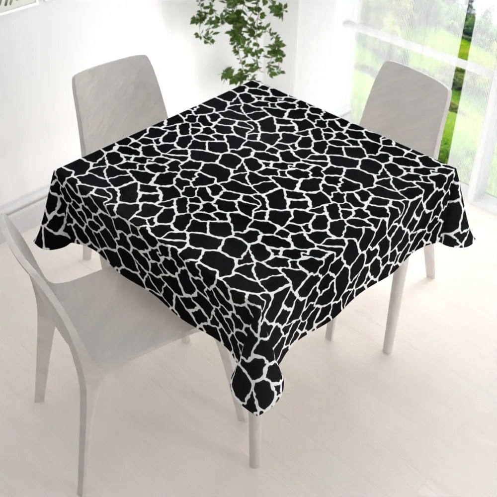 Biante Zamatový štvorcový obrus Tamara TMR-015 Čiernobiely žirafí vzor 80x80 cm