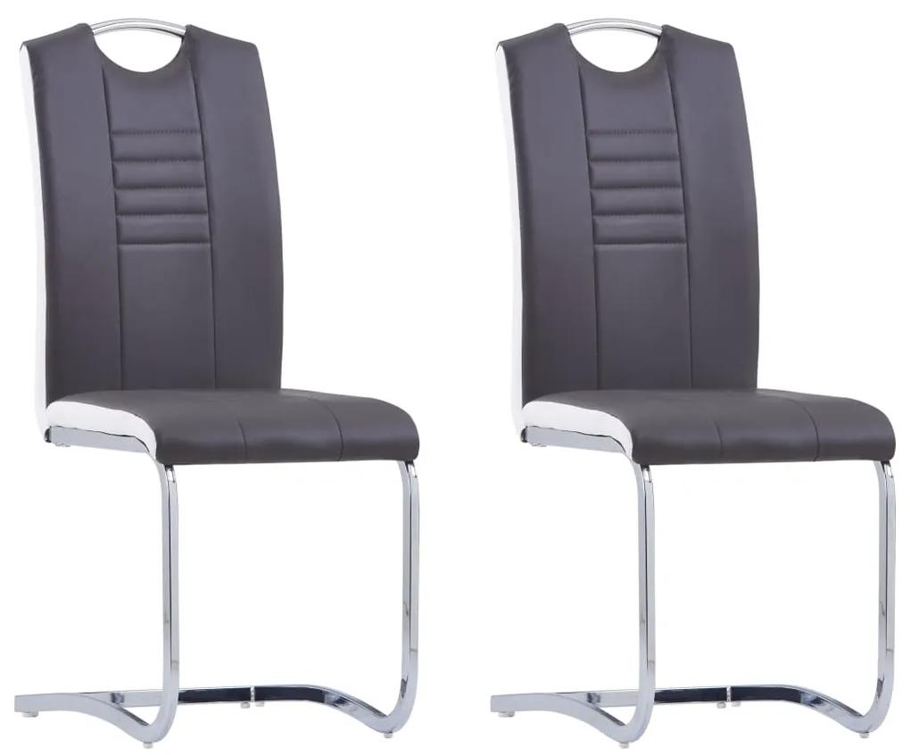 Jedálenské stoličky, perová kostra 2 ks, sivé, umelá koža