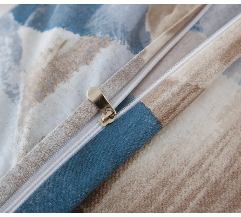 Modro-hnedé 3dielne obliečky na jednolôžko z mikrosaténu 140x200 cm Eden – JAHU collections