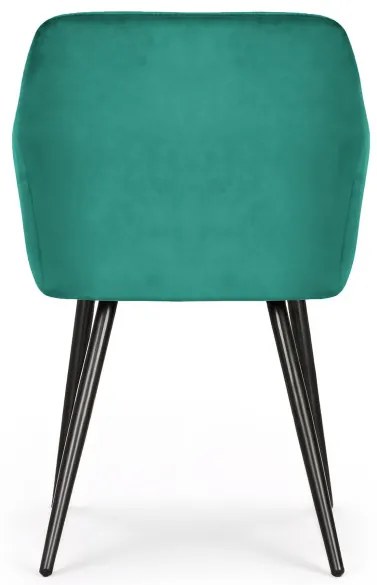 Sada dvoch jedálenských stoličiek ESTELLE zamatové, zelené / čierne nohy (2 ks)