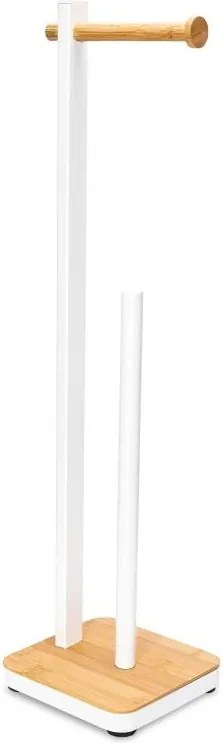 Erga Gasa, držiak na toaletný papier so zásobníkom na postavenie 62cm, biela-prírodná hnedá, ERG-YKA-P.GASA-WHT