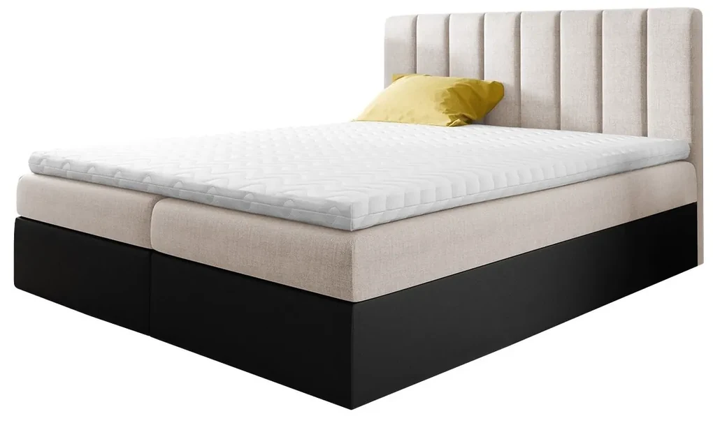 Kontinentálna posteľ Figo, Rozmer postele: 140x200, Dostupné poťahy: ekokoža Soft 011 (čierna) + Ikar 1