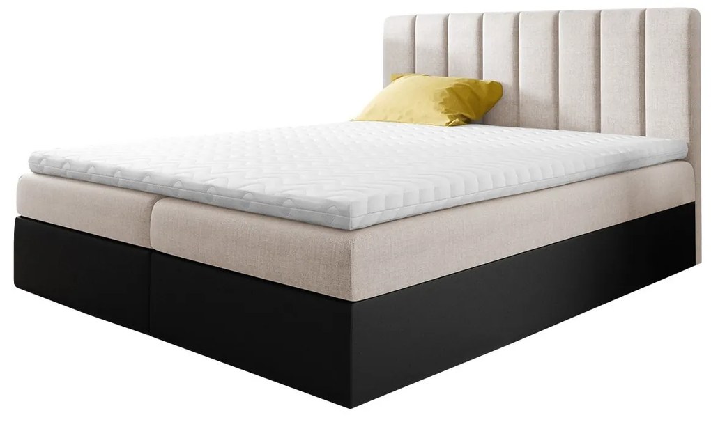 Kontinentálna posteľ Figo, Rozmer postele: 180x200, Dostupné poťahy: ekokoža Soft 011 (čierna) + Ikar 1