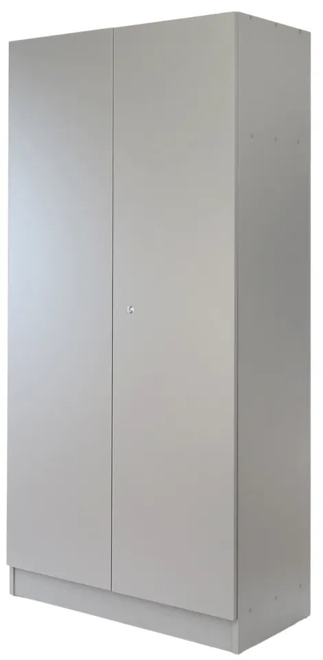Drevená šatníková skriňa Visio LUX, 90 x 45 x 185 cm, cylindrický zámok, sivá