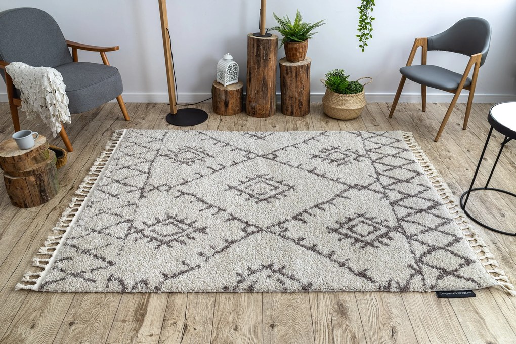 Koberec BERBER FEZ GO535, krémovo -hnedý, strapce, Shaggy