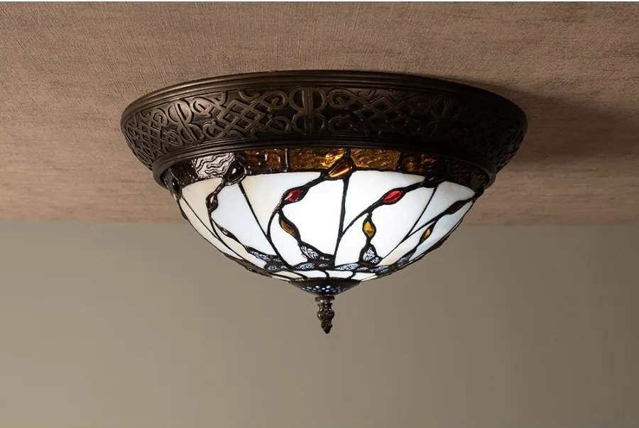 Stropné svetlo Tiffany Nature - Ø 38 * 19 cm 2x E14 / max 40W