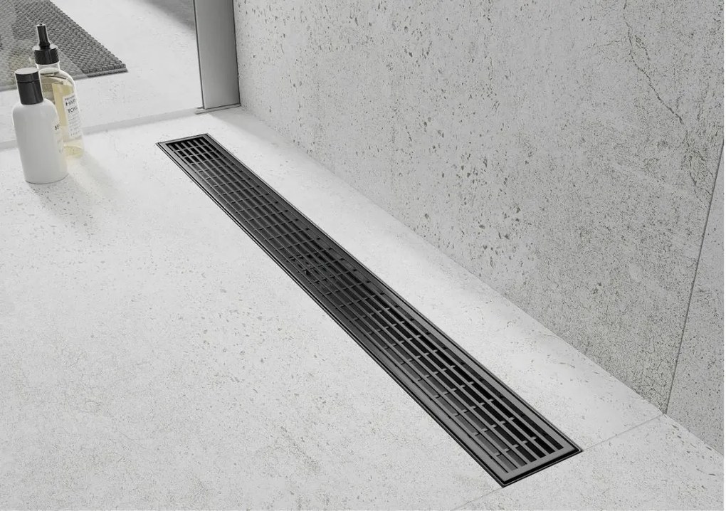 Sprchový žľab MAXMAX GRID BLACK - čierny