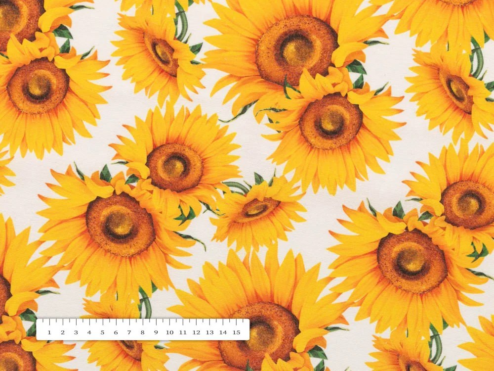 Biante Dekoračný oválny obrus PML-102 Slnečnice na bielom 140x220 cm