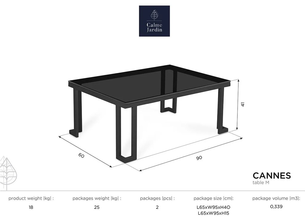 Záhradný stôl Cannes 60 × 90 × 41 cm CALME JARDIN