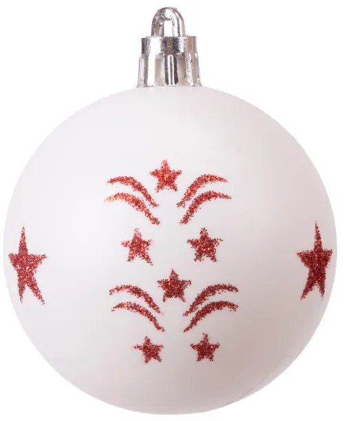 Sada vianočných závesných dekorácií SAPIN biela / červená (30 ks)