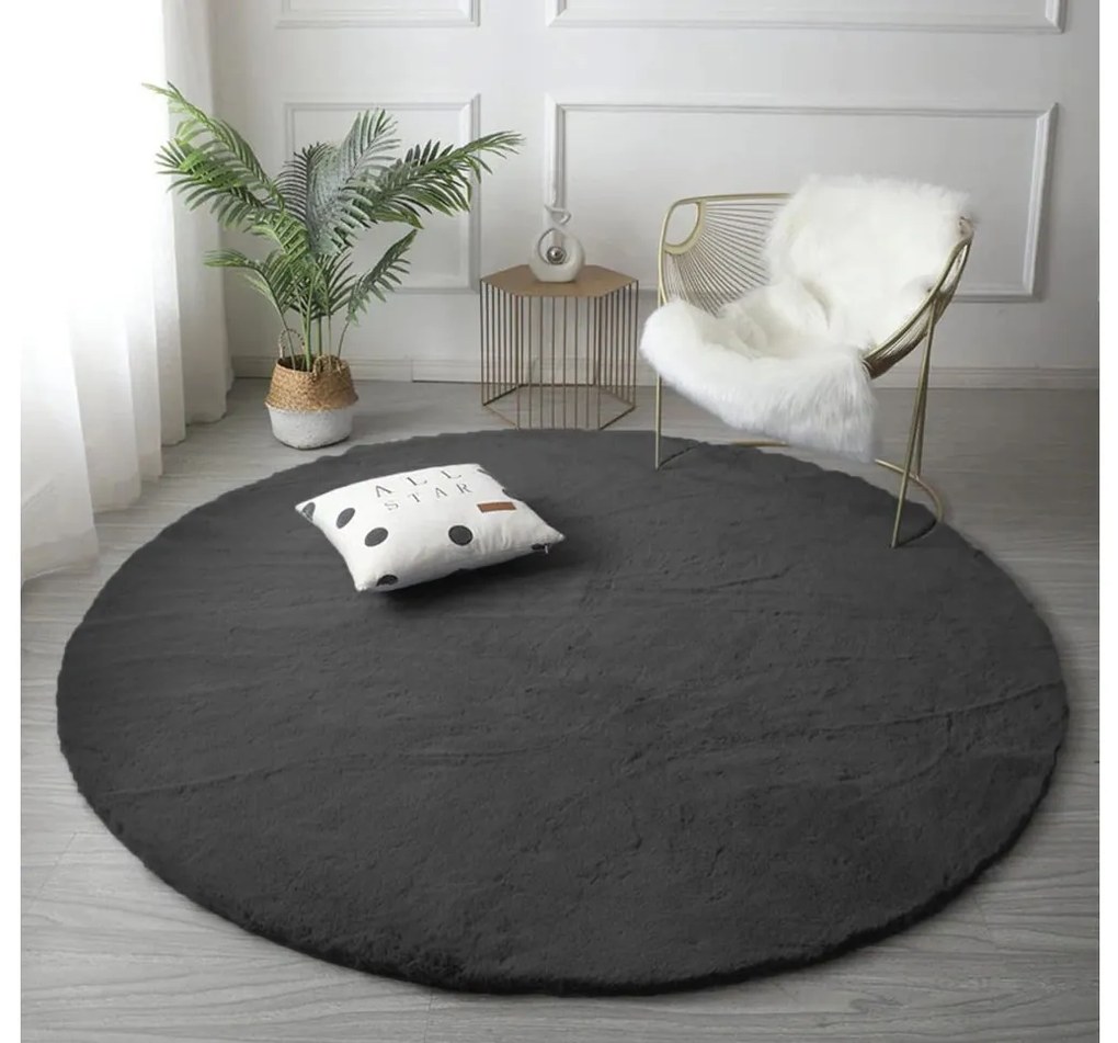 Tmavosivý okrúhly koberec Rabbit Rozmer: 150 cm