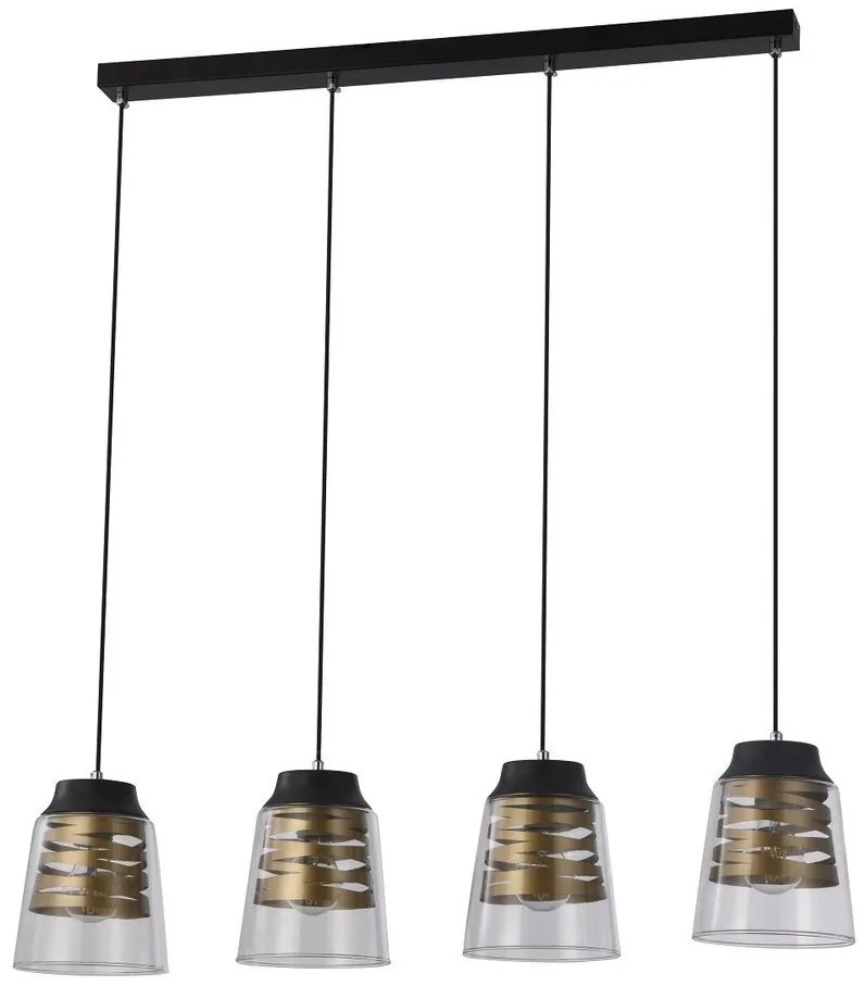 Candellux Čierno-zlatý závesný luster Fresno pre žiarovku 4x E27 34-78124