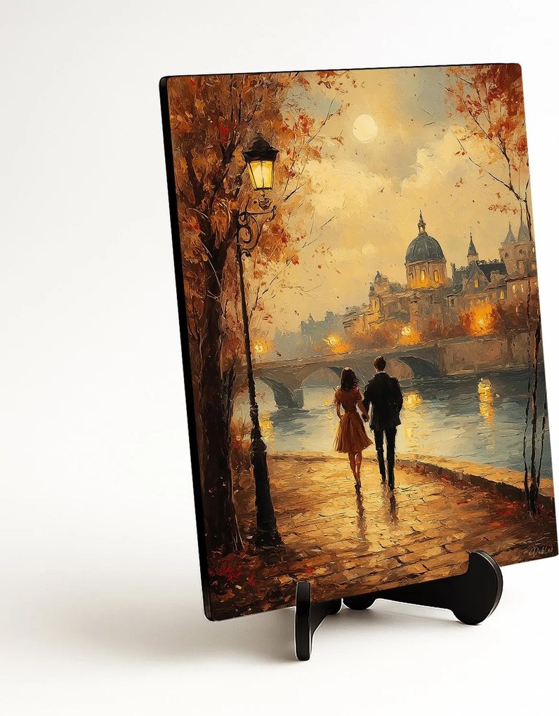 DUBLEZ | Maľovaný obraz do spálne - Láska v meste