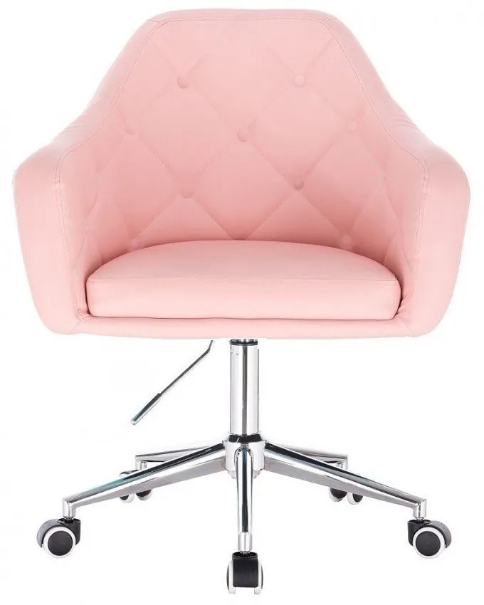 LuxuryForm DESIGN Kreslo ANDORA na strieborné podstave s kolieskami - ružová