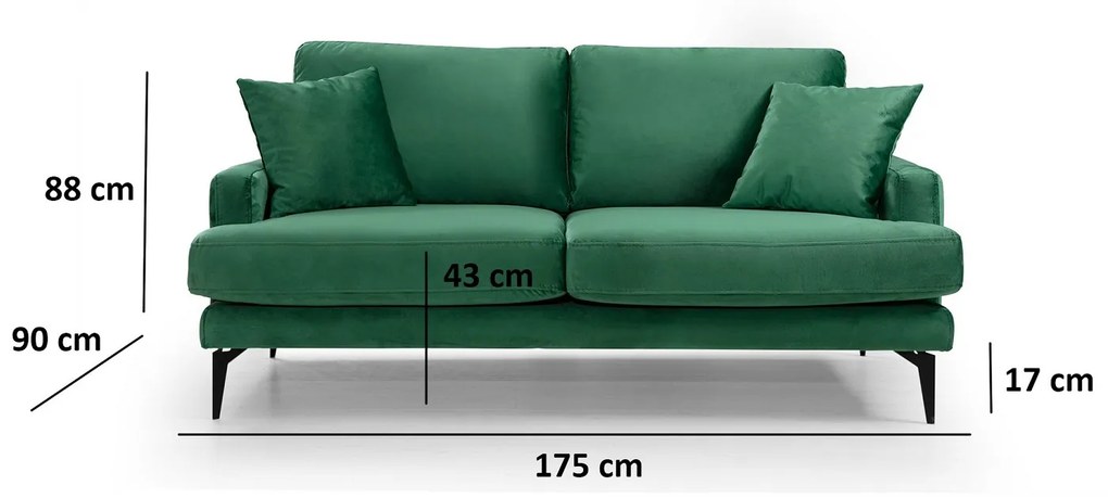 Dizajnová sedačka Fenicia 175 cm zelená