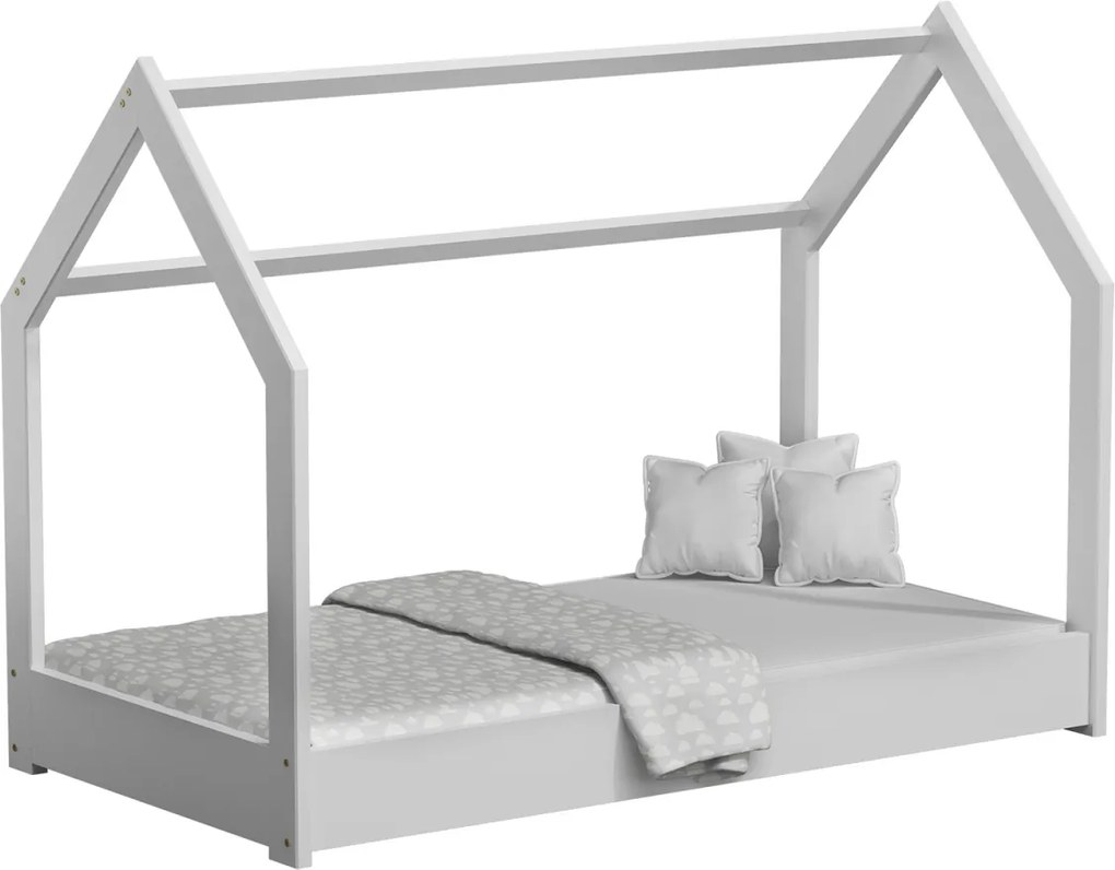 AMI nábytok Dětská postel DOMČEK D1 80x160cm masiv bílá