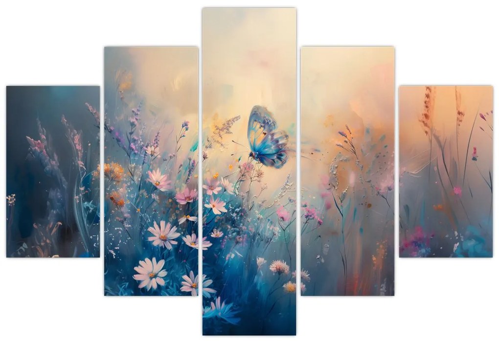 Obraz - Lúka s motýľom (150x105 cm)