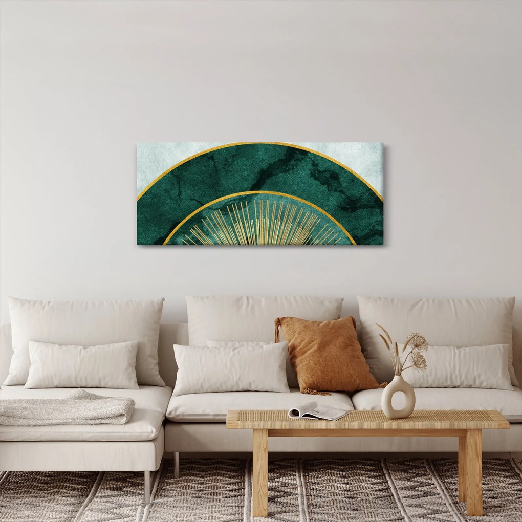 Obraz - Tvary so zlatou textúrou (120x50 cm)