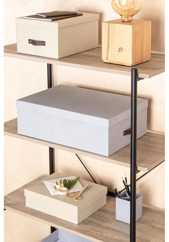 Svetlosivé kartónové úložné boxy s vekom v súprave 3 ks 31x47x15 cm Inge – Bigso Box of Sweden