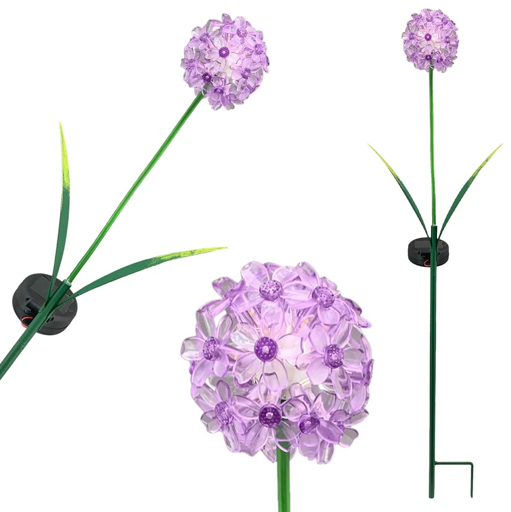Zapichovacie záhradné solárne svetlo Flower, 70 cm, kov/plast, fialová