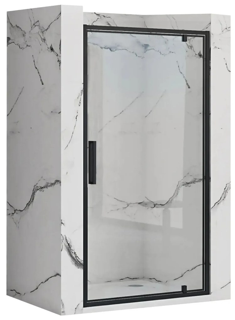 Rea Rapid Swing, jednokrídlové výklopné sprchové dvere 70 x 195 cm, 6mm číre sklo, čierny profil, REA-K6407