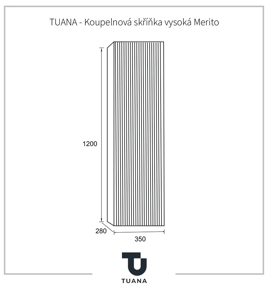 Tuana Merito, vysoká kúpeľňová skrinka 35x120x28 cm, čierna matná, CER-TU-476108