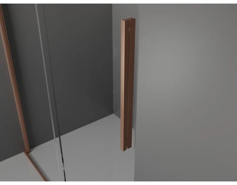 Mexen Velar, posuvné sprchové dvere do otvoru 150 cm, 8mm šedé sklo, medená matná, 871-150-000-41-65
