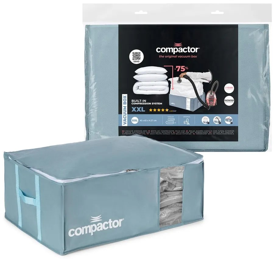 Vákuový plastový úložný box na oblečenie 65x45x27 cm Blue Edition – Compactor