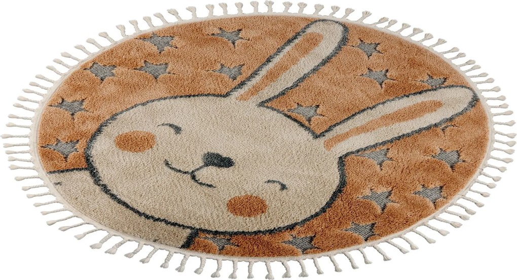 Detský kusový koberec My Fano 390 Rabb kruh, 133x133 (priemer) kruh, oranžová, detská izba, Obsession