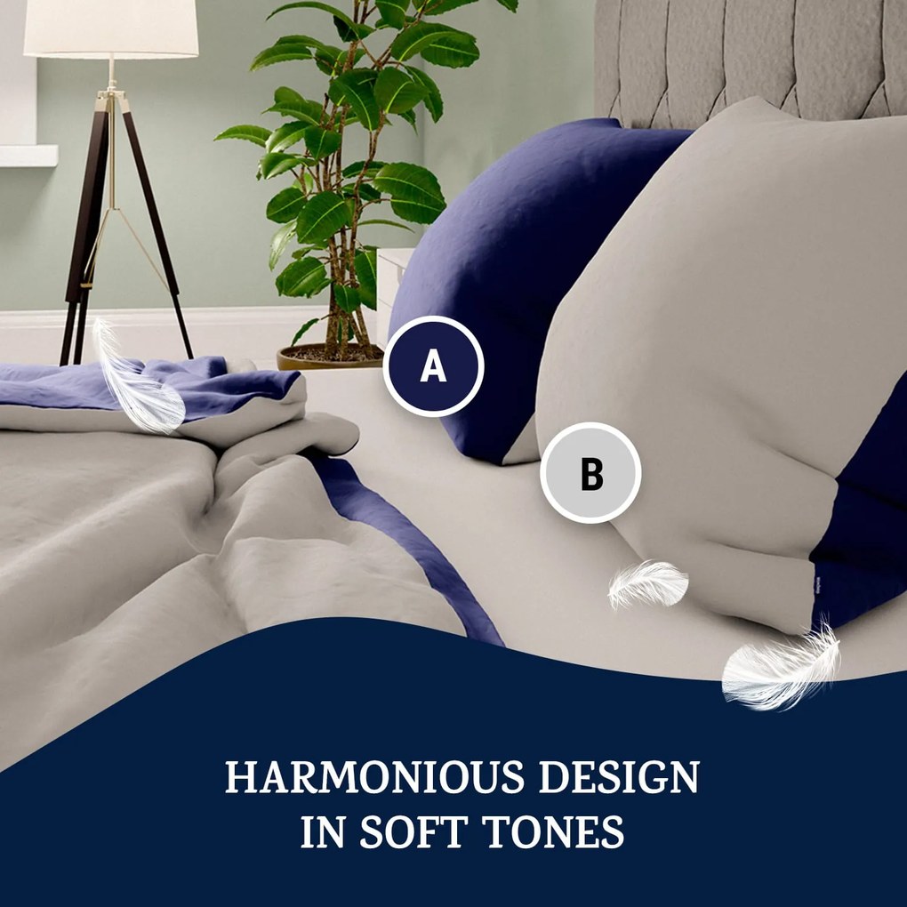 Soft Wonder-Edition, posteľná bielizeň, tmavomodrá, 155 × 200 cm, 80 x 80 cm