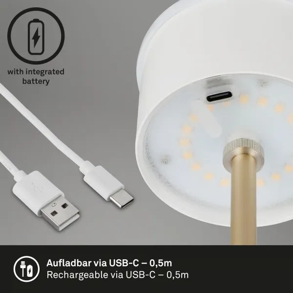 Brilo - LED stolná nabíjateľná dotyková lampa KIKI LED/2,6W/5V IP44 2600 mAh hnedá
