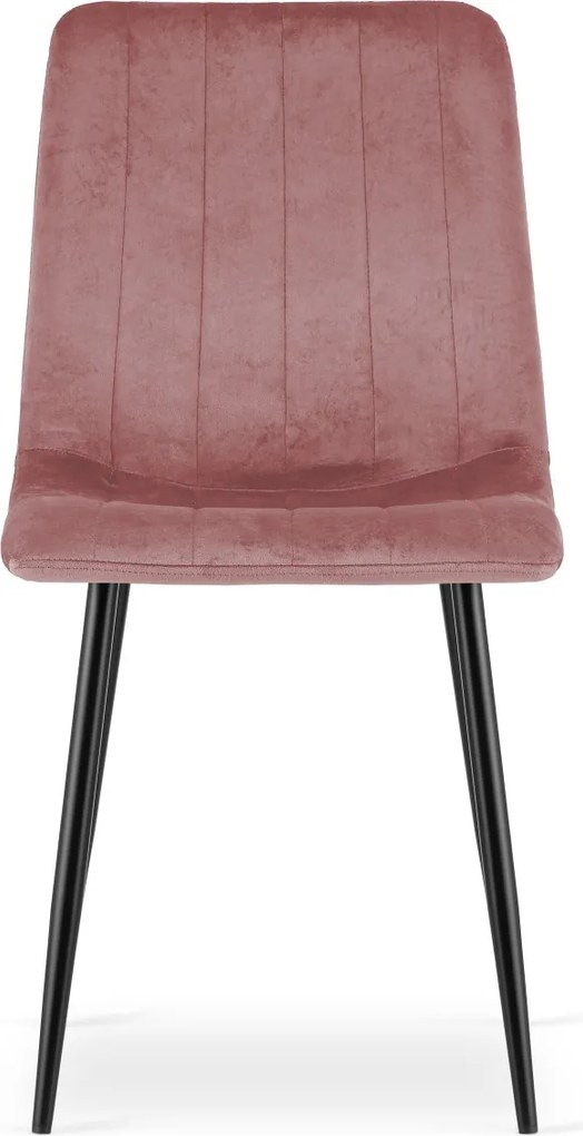 Ružová zamatová stolička LAVA s čiernymi nohami