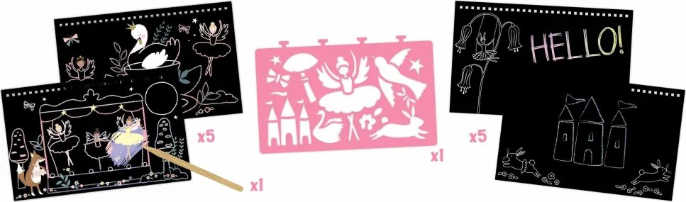 Tabuľka s vyškrabávačkami Začarovaná labuť