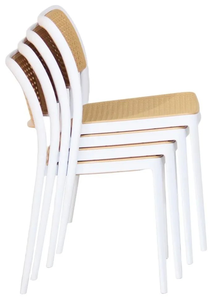 Tempo Kondela Stohovateľná stolička, biela/béžová, RAVID TYP 1