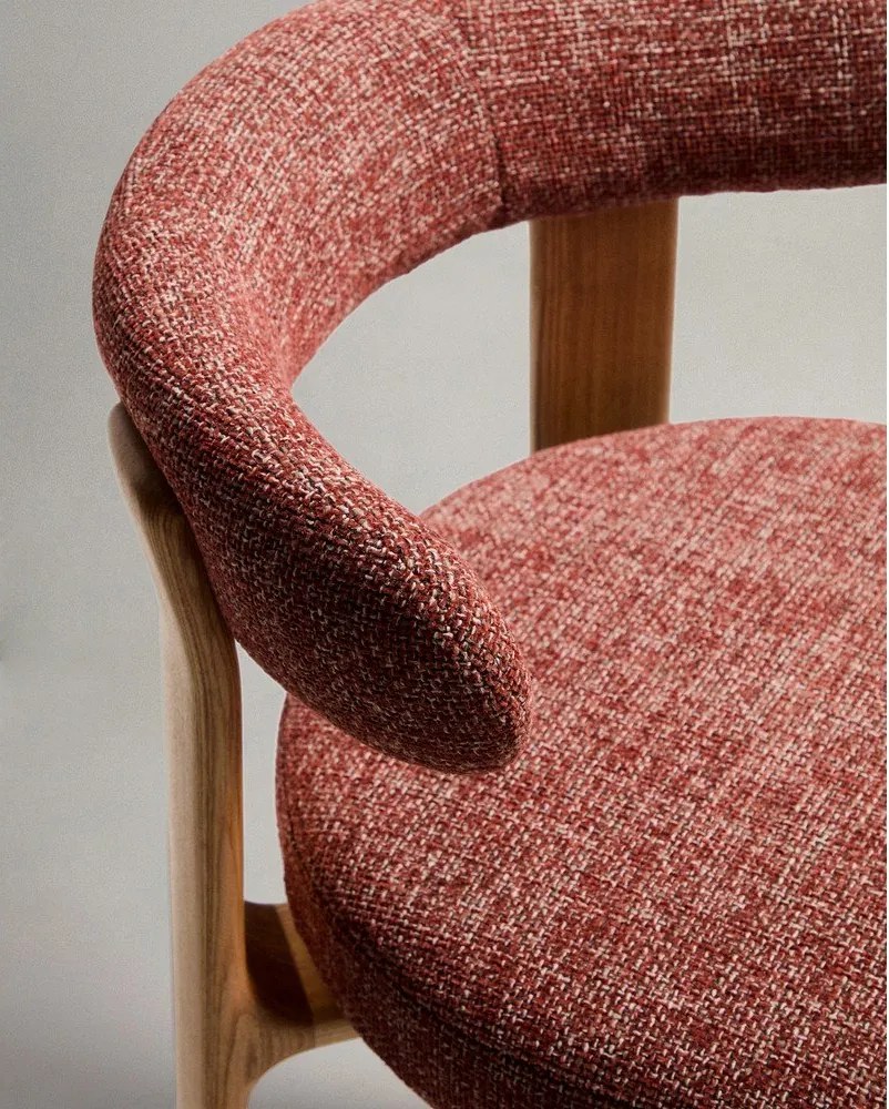 Barová stolička z jaseňového dreva v terakotovej farbe/v svetlo prírodnej farbe (výška sedadla 75 cm) Granite – Kave Home